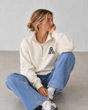 SUDADERA-ZIPPER OFF WHITE | INICIAL