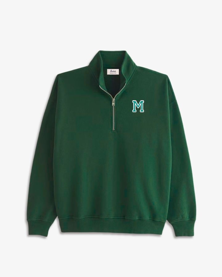 SUDADERA-ZIPPER VERDE OSCURO | INICIAL