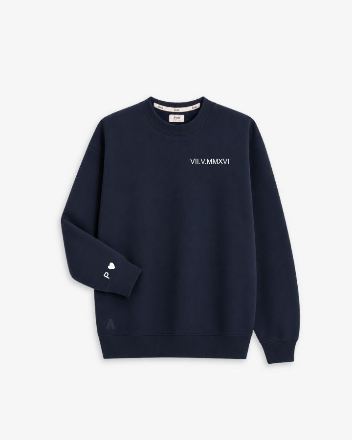 SUDADERA AZUL MARINO | BORDADO FECHA Y PUÑO