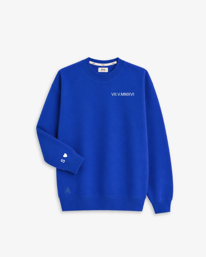 SUDADERA AZUL ROYAL | BORDADO FECHA Y PUÑO