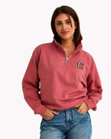 SUDADERA CROP-ZIPPER DUSTY PINK | INICIAL