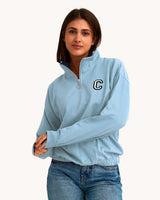 SUDADERA CROP-ZIPPER AZUL CLARO | INICIAL