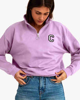 SUDADERA CROP-ZIPPER MALVA CLARO | INICIAL