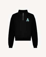 SUDADERA CROP-ZIPPER NEGRA | INICIAL