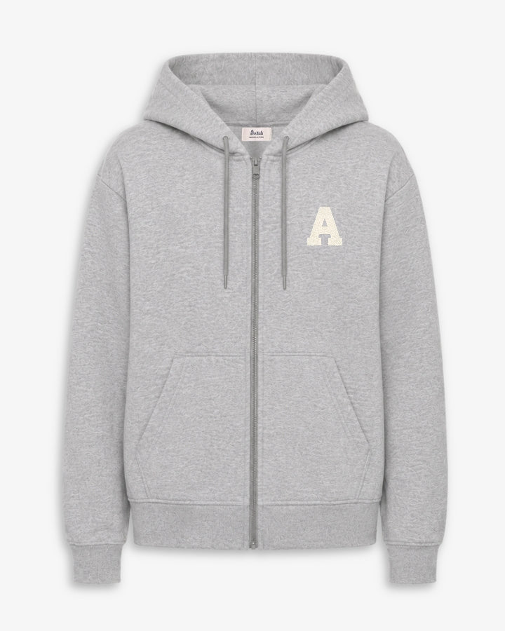 SUDADERA HOODIE - CREMALLERA GRIS | INICIAL