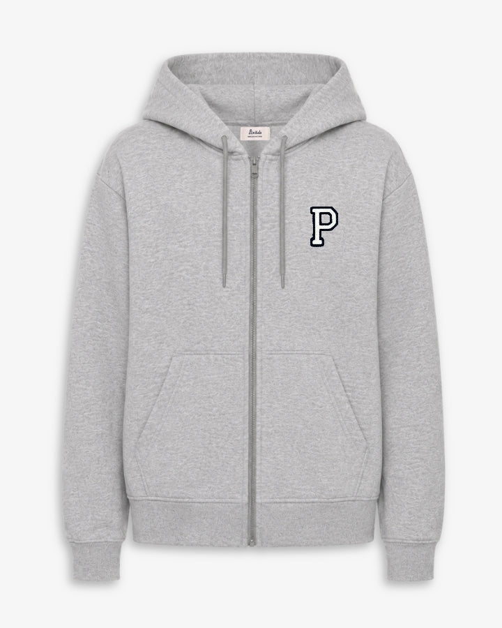 SUDADERA HOODIE - CREMALLERA GRIS | INICIAL