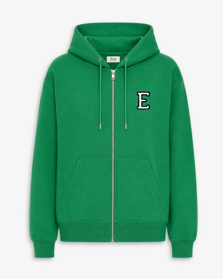 SUDADERA HOODIE - CREMALLERA VERDE KELLY | INICIAL