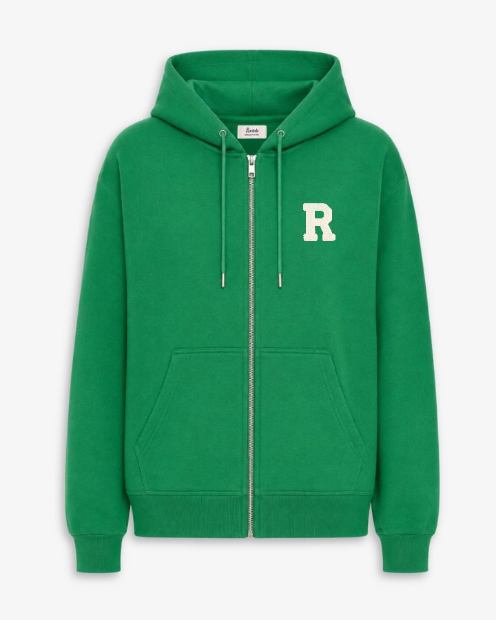 SUDADERA HOODIE - CREMALLERA VERDE KELLY | INICIAL