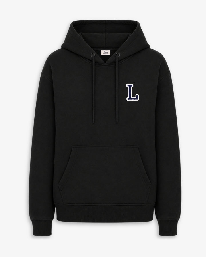 SUDADERA HOODIE NEGRA | INICIAL