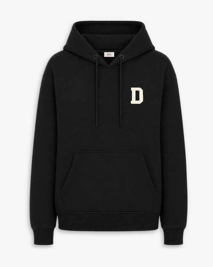 SUDADERA HOODIE NEGRA | INICIAL