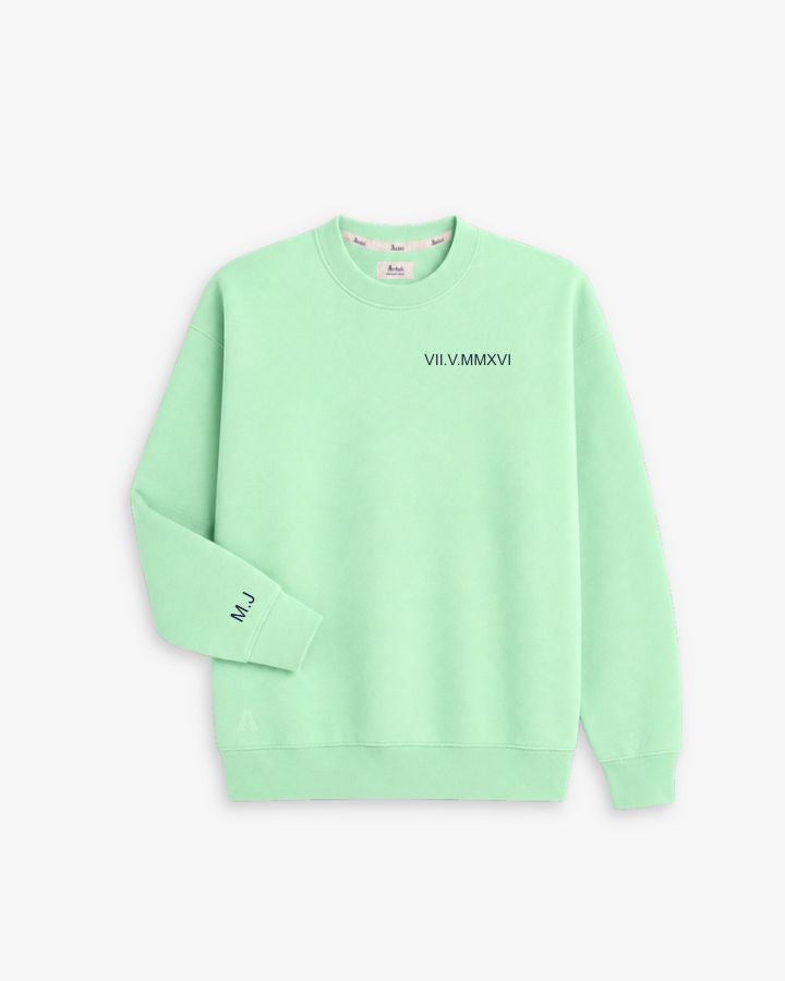SUDADERA MINT | BORDADO FECHA Y PUÑO
