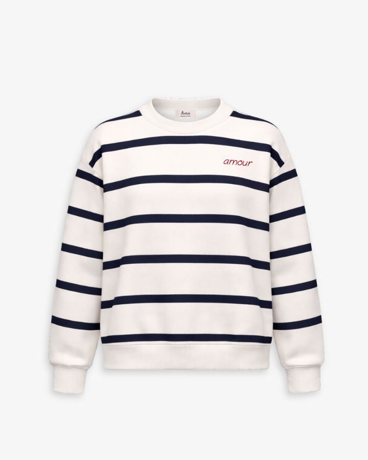 SUDADERA RAYAS MARINO/MARFIL | BORDADO PERSONALIZADO