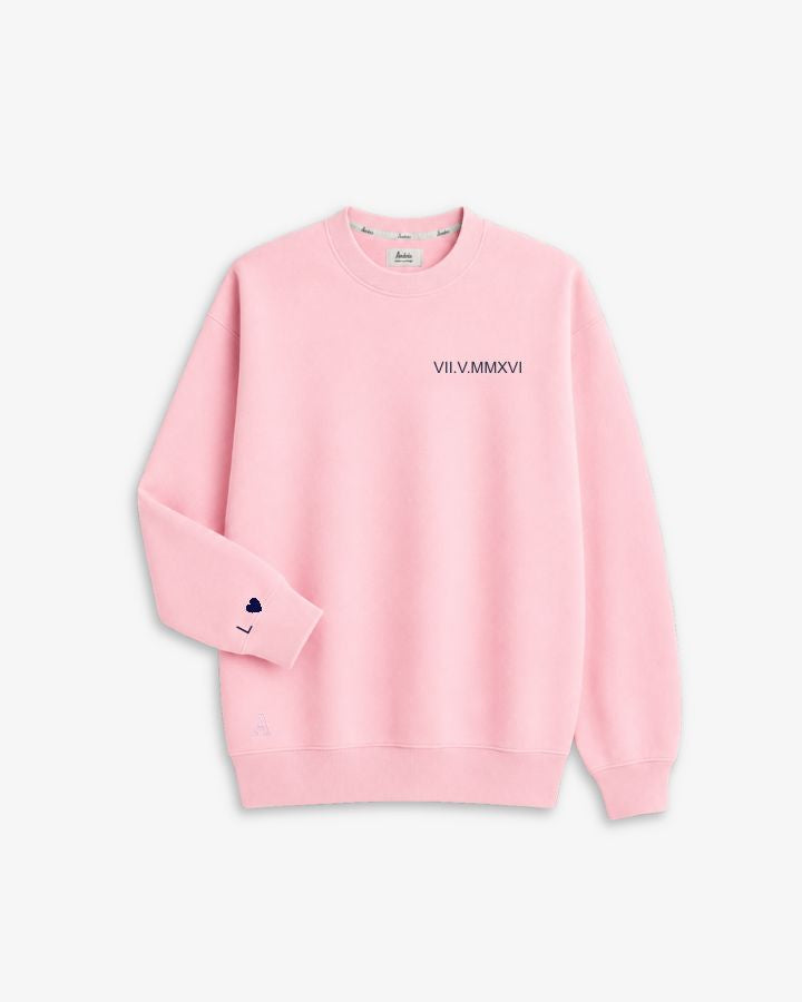 SUDADERA ROSA CLARO | BORDADO FECHA Y PUÑO