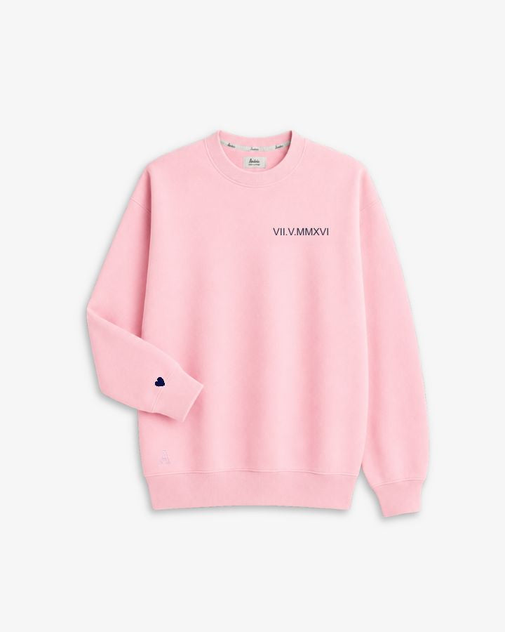 SUDADERA ROSA CLARO | BORDADO FECHA Y PUÑO