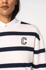 SUDADERA UNISEX RAYAS MARINO/MARFIL | INICIAL