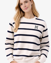 SUDADERA UNISEX NAVY BLUE STRIPES | INICIAL MICRO