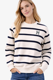 SUDADERA UNISEX NAVY BLUE STRIPES | INICIAL MICRO