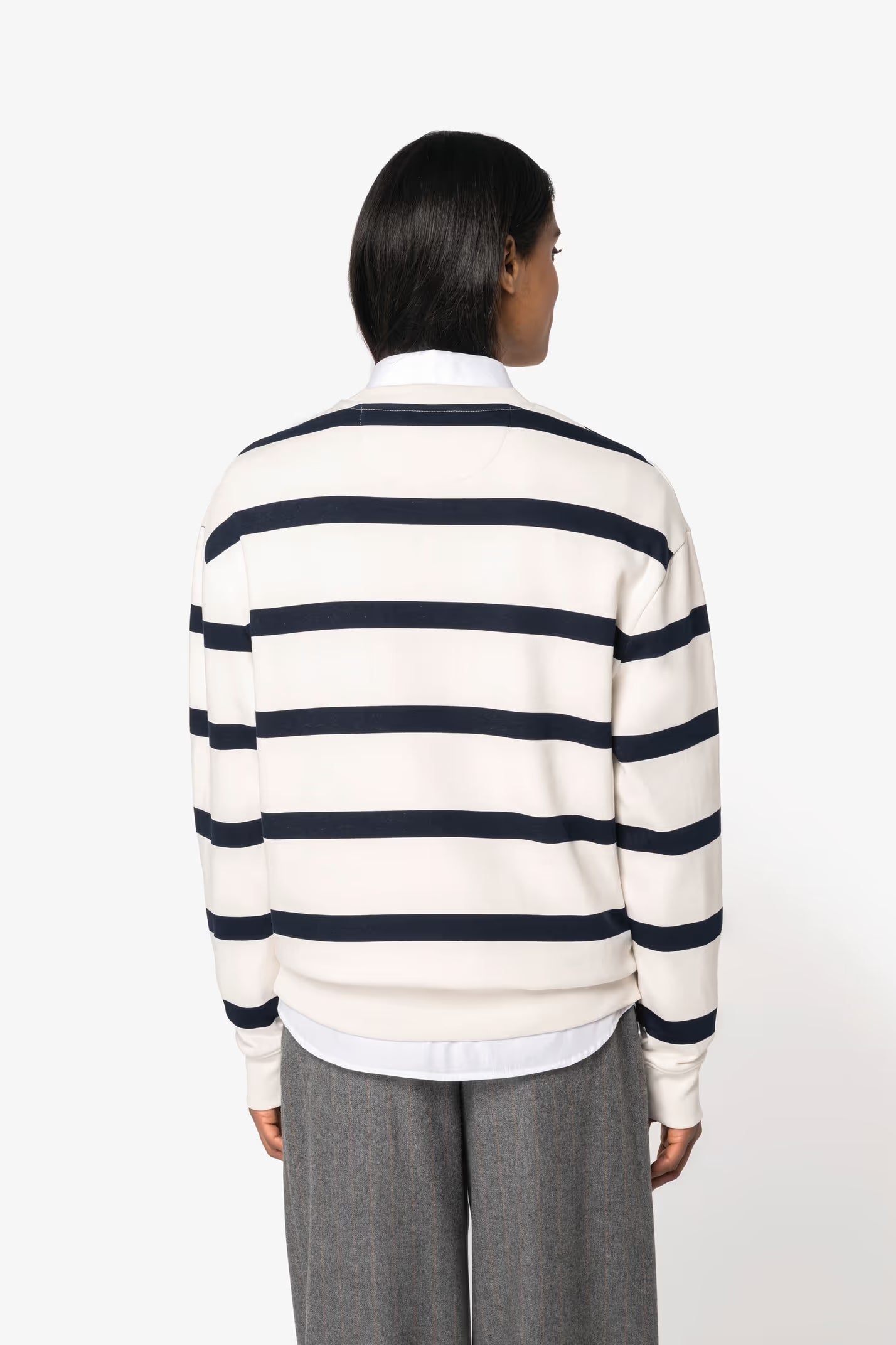 SUDADERA UNISEX NAVY BLUE STRIPES | INICIAL MICRO