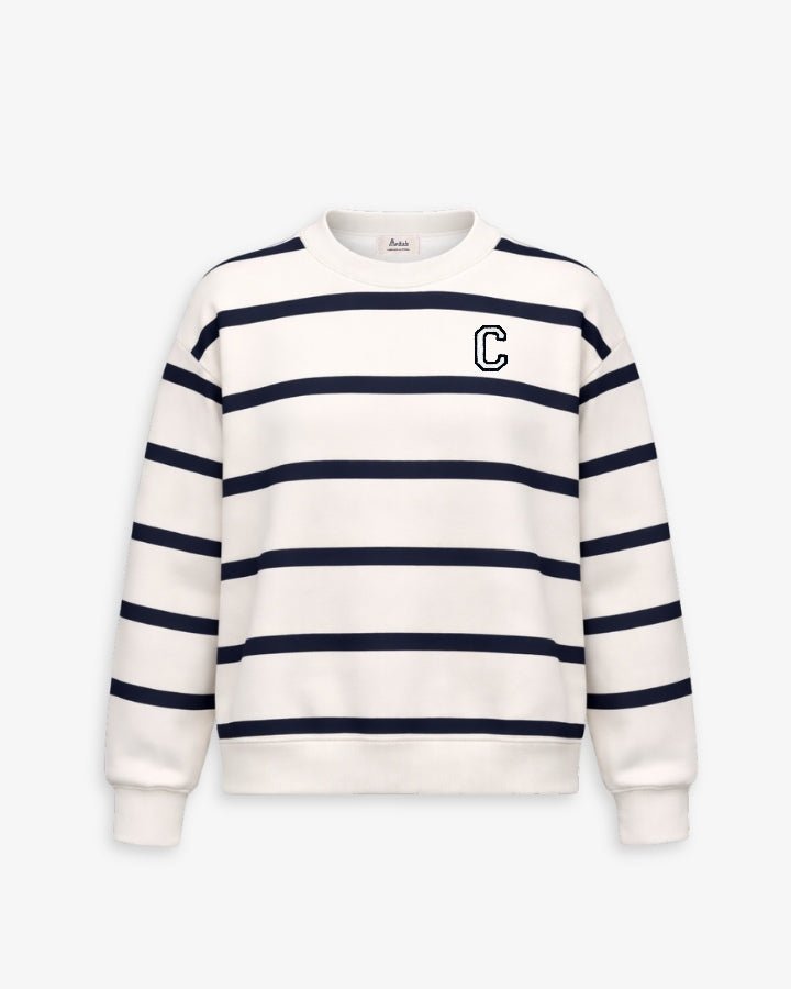 SUDADERA UNISEX NAVY BLUE STRIPES | INICIAL MICRO