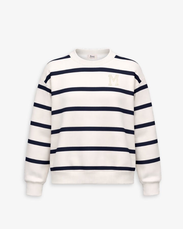 SUDADERA UNISEX NAVY BLUE STRIPES | INICIAL MICRO