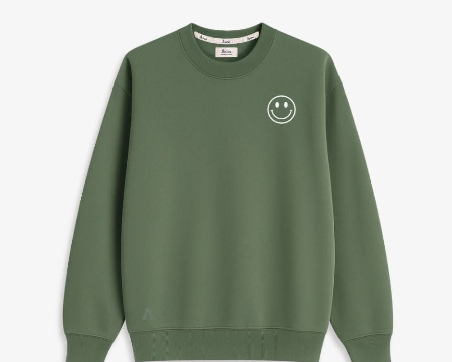 SUDADERA_UNISEX_OLIVE_GREEN_SMILE_ANITIALS