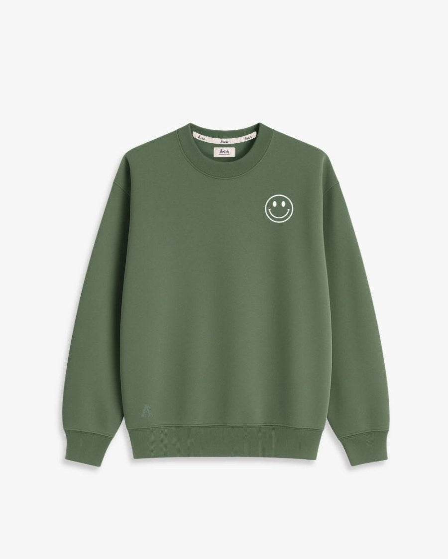 SUDADERA_UNISEX_OLIVE_GREEN_SMILE_ANITIALS