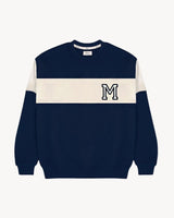 VARSITY SWEATSHIRT NAVY BLUE/OFF WHITE | INITIAL MINI
