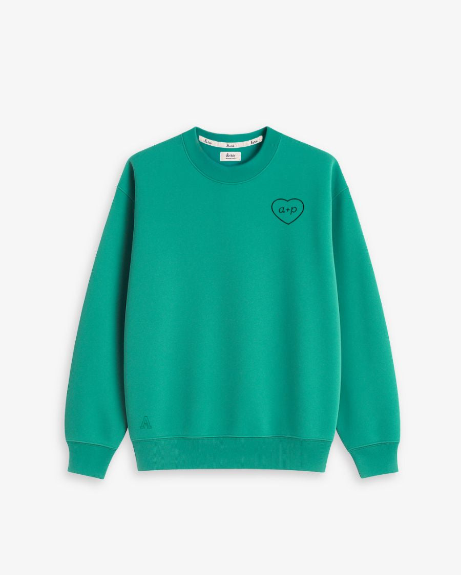 SUDADERA VERDE KELLY | BORDADO CORAZÓN