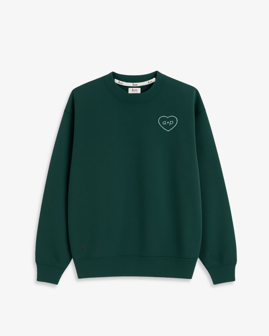 SUDADERA VERDE OSCURO | BORDADO CORAZÓN