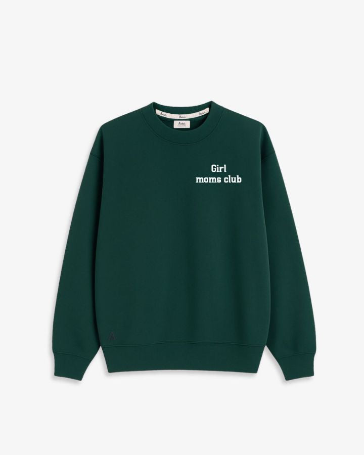 SUDADERA VERDE OSCURO BORDADO "Girl moms club"