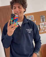 SUDADERA-ZIPPER AZUL MARINO| BORDADO PERSONALIZADO