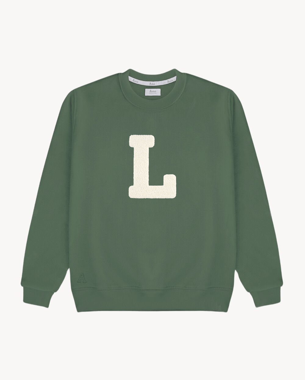 OLIVEGRÜN SWEATSHIRT | INITIALE GROSSE CURL