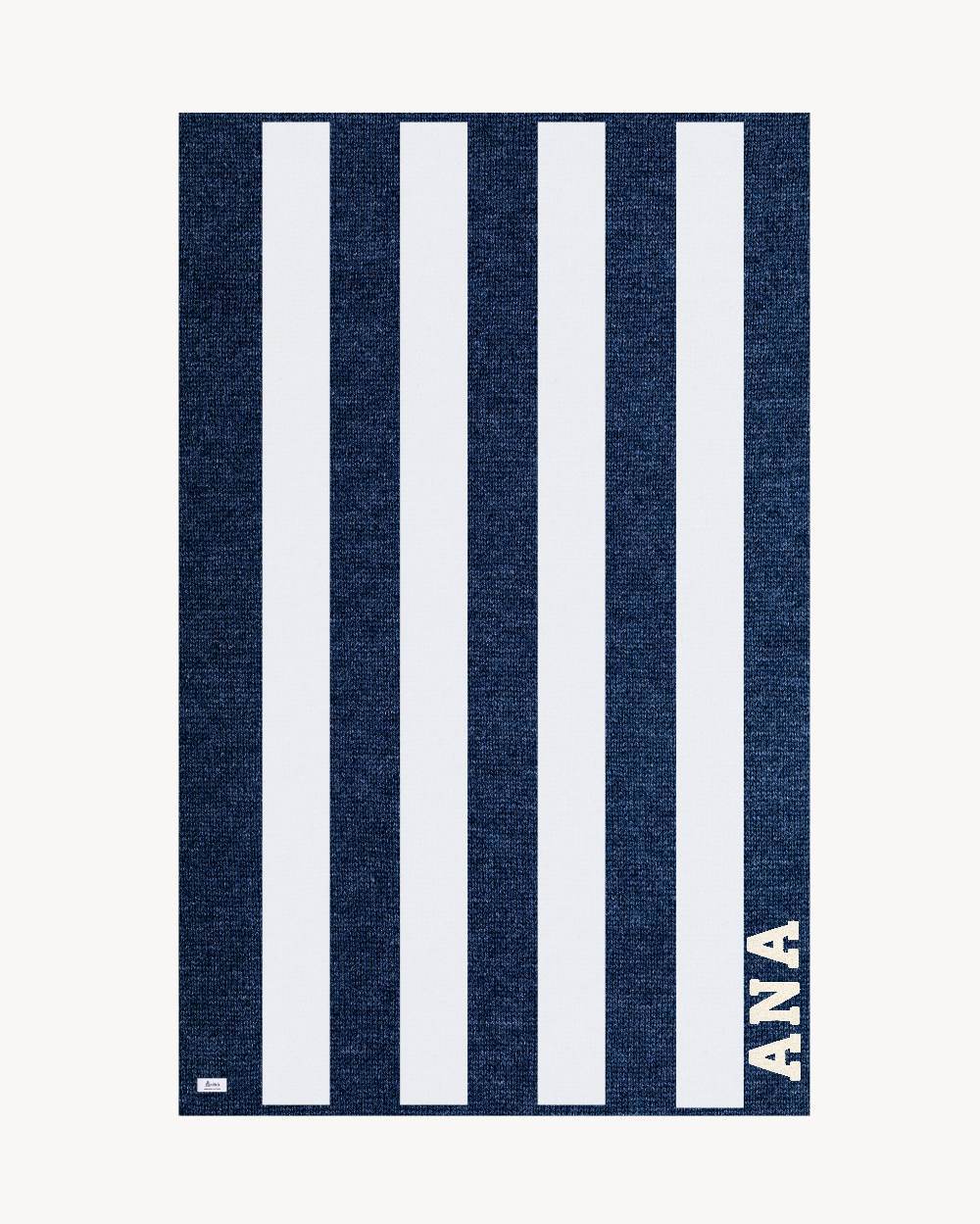 TOALLA RAYAS AZUL MARINO | UNA O MÁS INICIALES MINI