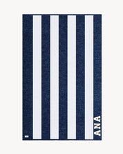 TOALLA RAYAS AZUL MARINO | UNA O MÁS INICIALES MINI