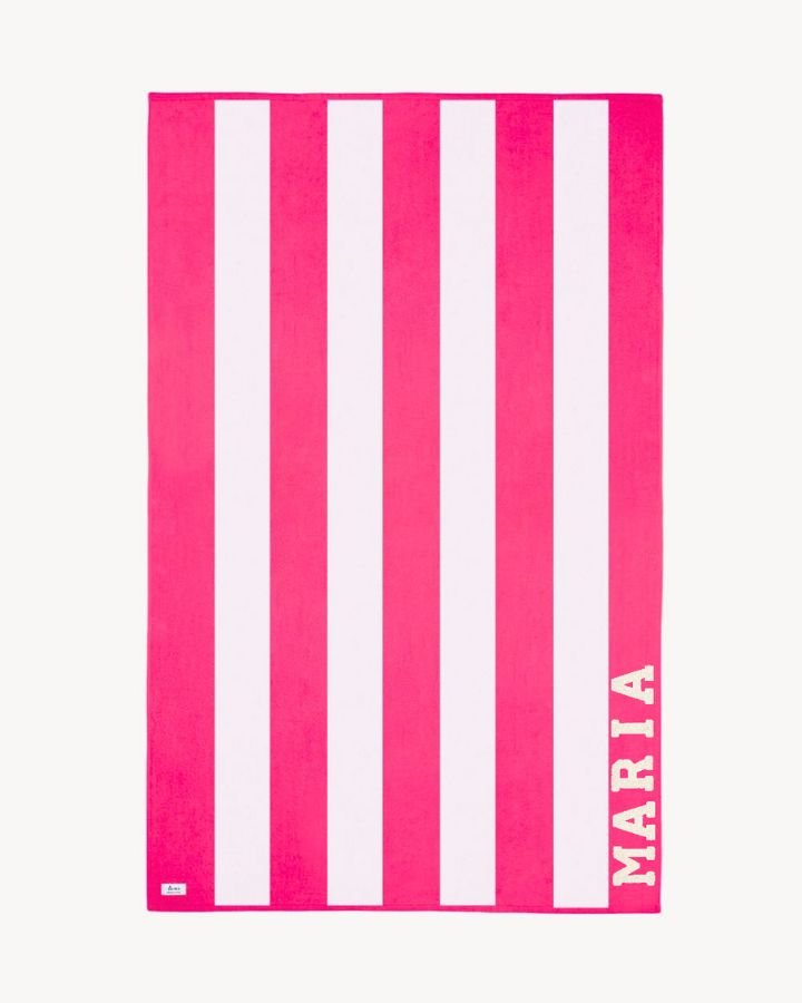 TOALLA RAYAS FUCSIA | UNA O MÁS INICIALES MINI