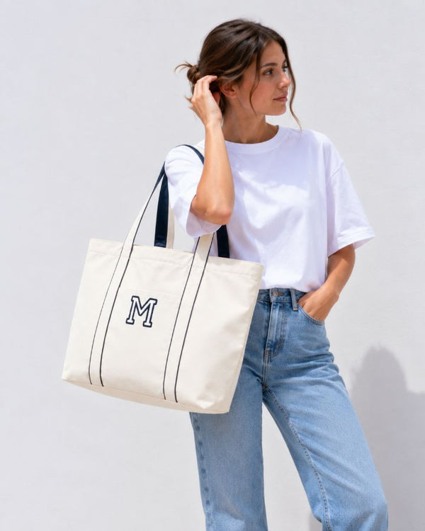 TOTE BAG CONTRAST MARINO | INICIAL MINI