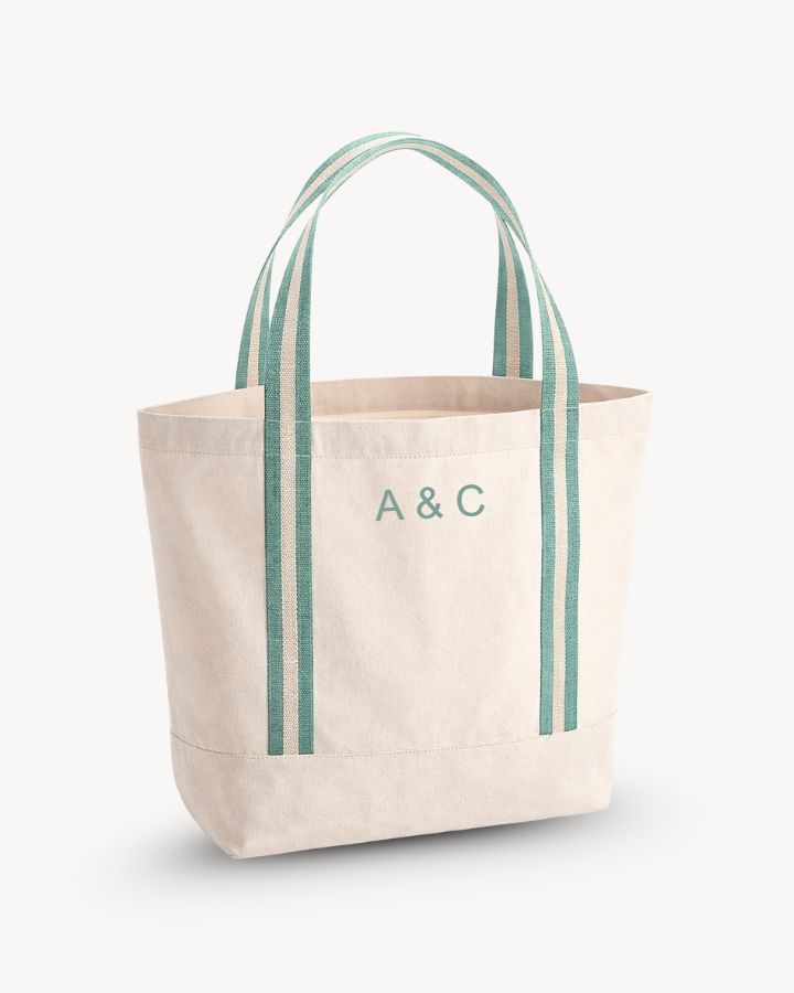 TOTE BAG CONTRAST MINT OSCURO | BORDADO PERSONALIZADO