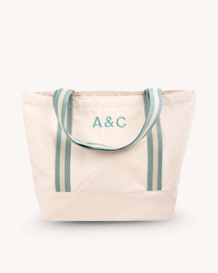 TOTE BAG CONTRAST MINT OSCURO | BORDADO PERSONALIZADO