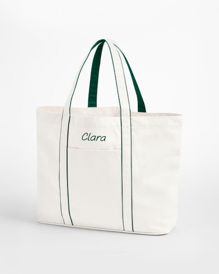 TOTE BAG CONTRAST VERDE OSCURO | BORDADO PERSONALIZADO