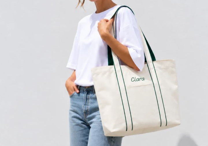 TOTE BAG CONTRAST VERDE OSCURO | BORDADO PERSONALIZADO