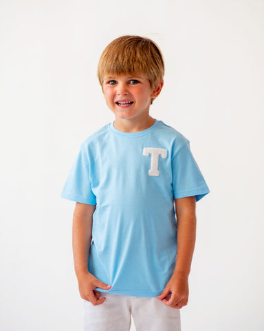 KIDS - BLUE T-SHIRT | INITIAL MINI CURL