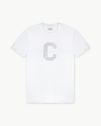 KIDS - WHITE T-SHIRT | INITIAL SILVER SEQUINS