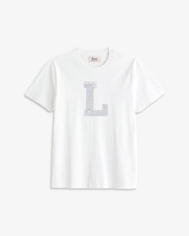 KIDS - WHITE T-SHIRT | INITIAL SILVER SEQUINS