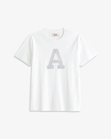 KIDS - WHITE T-SHIRT | INITIAL SILVER SEQUINS