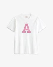 KIDS - CAMISETA BLANCA | INICIAL LENTEJUELAS ROSAS