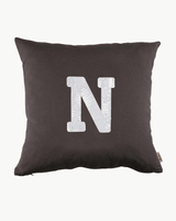 GREY CUSHION | SILVER SEQUINS INITIAL