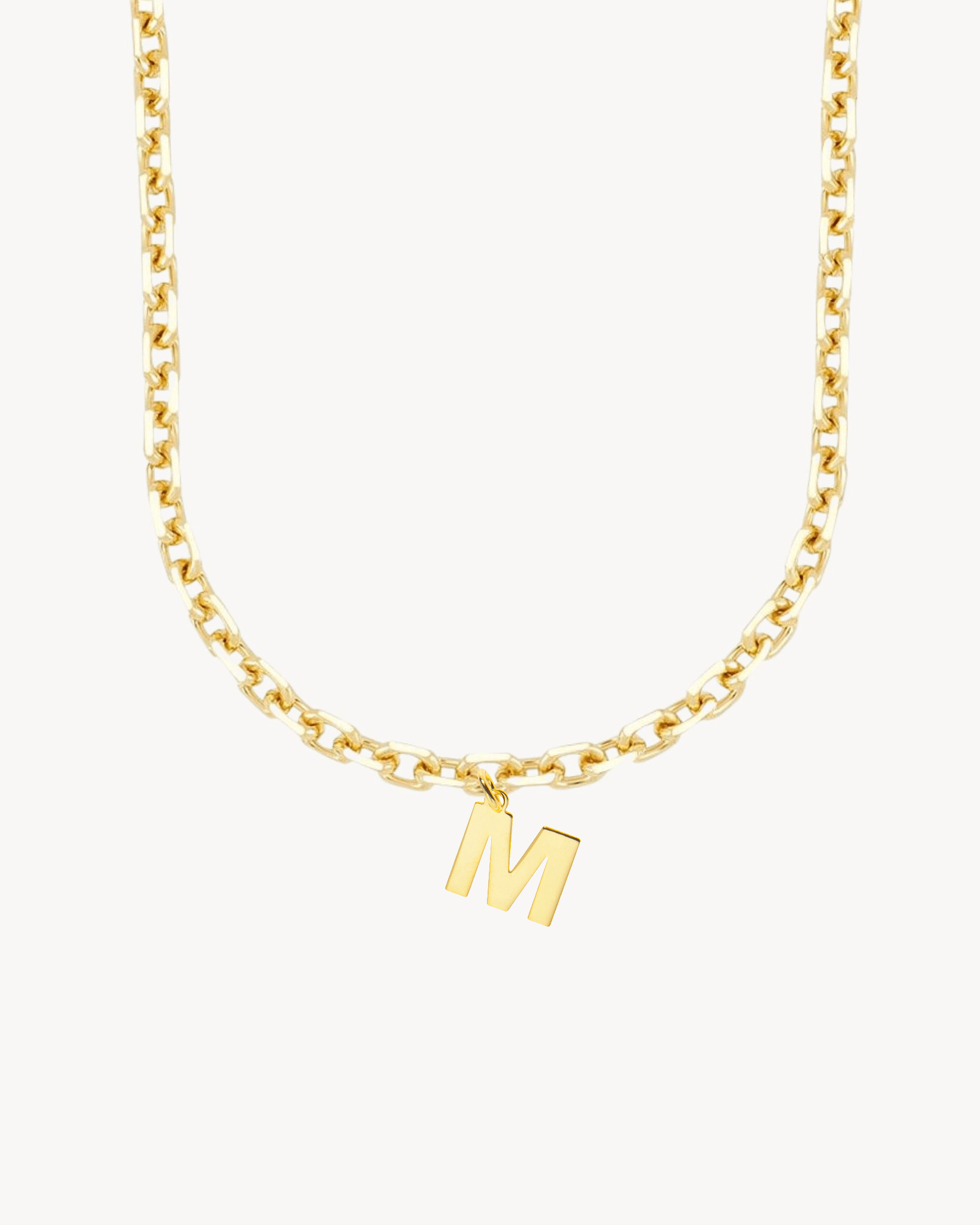 THICK GOLD LINK NECKLACE | MIDI INITIAL