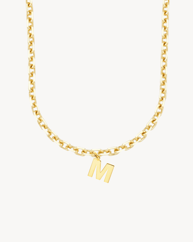 THICK GOLD LINK NECKLACE | MIDI INITIAL