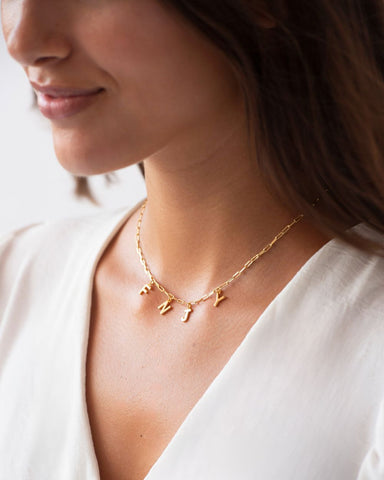 GOLD SLABONS NECKLACE | + INITIALS MINI