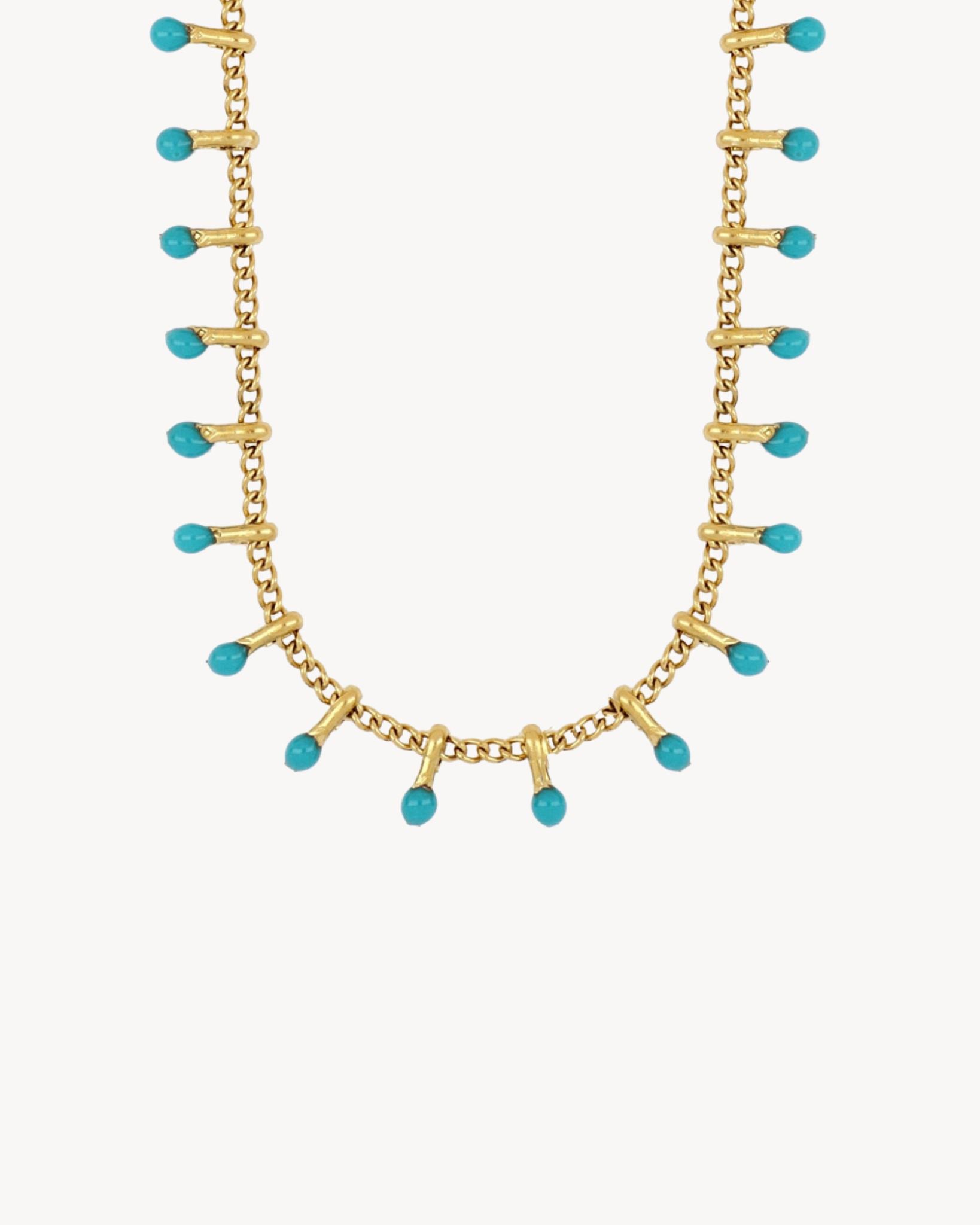 TURQUOISE TEARS NECKLACE | GOLDEN STEEL